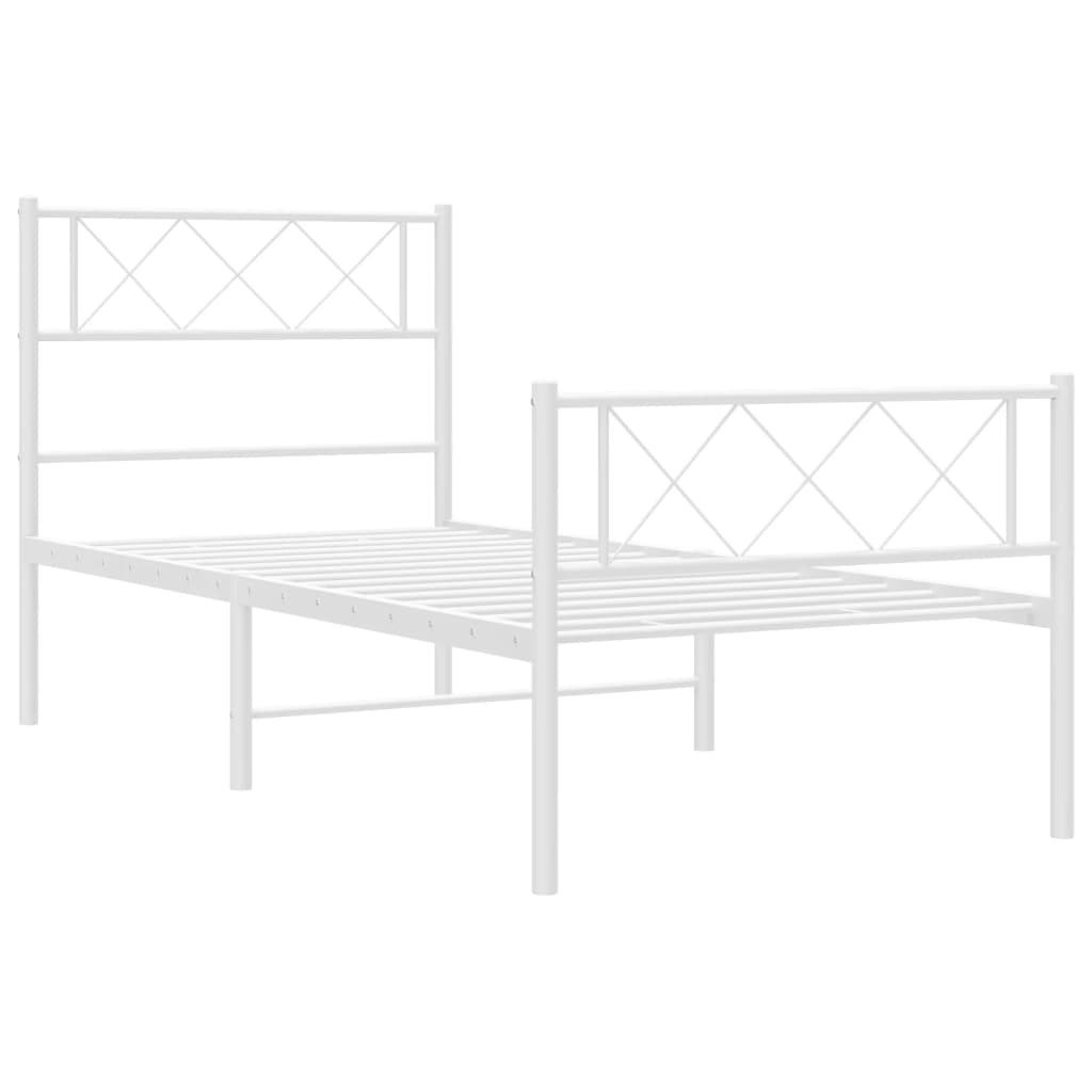 vidaXL Metalowa rama łóżka z wezgłowiem i zanóżkiem, biała, 80x200 cm