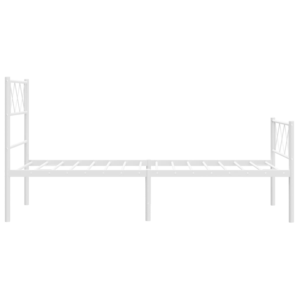 vidaXL Metalowa rama łóżka z wezgłowiem i zanóżkiem, biała, 80x200 cm