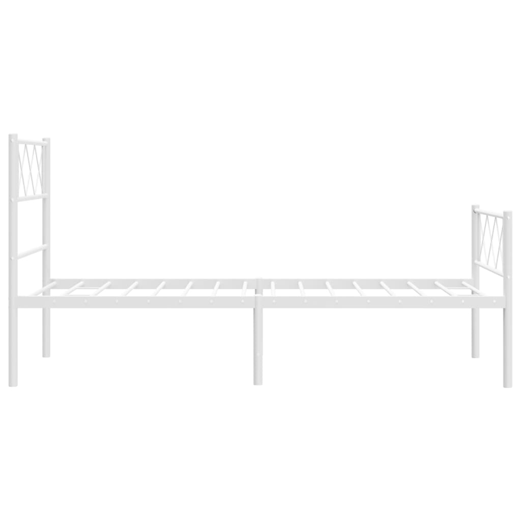 vidaXL Metalowa rama łóżka z wezgłowiem i zanóżkiem, biała, 90x200 cm
