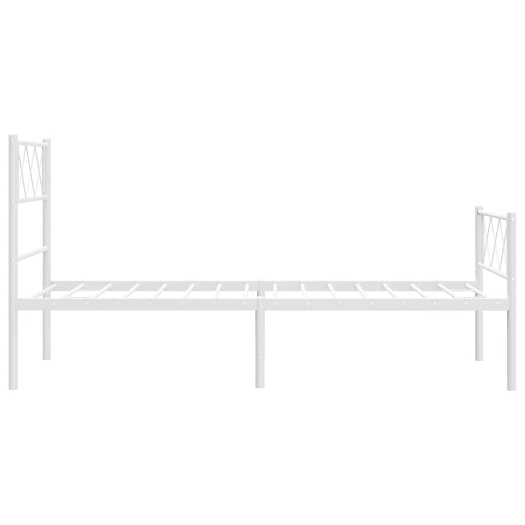 vidaXL Metalowa rama łóżka z wezgłowiem i zanóżkiem, biała, 100x190 cm