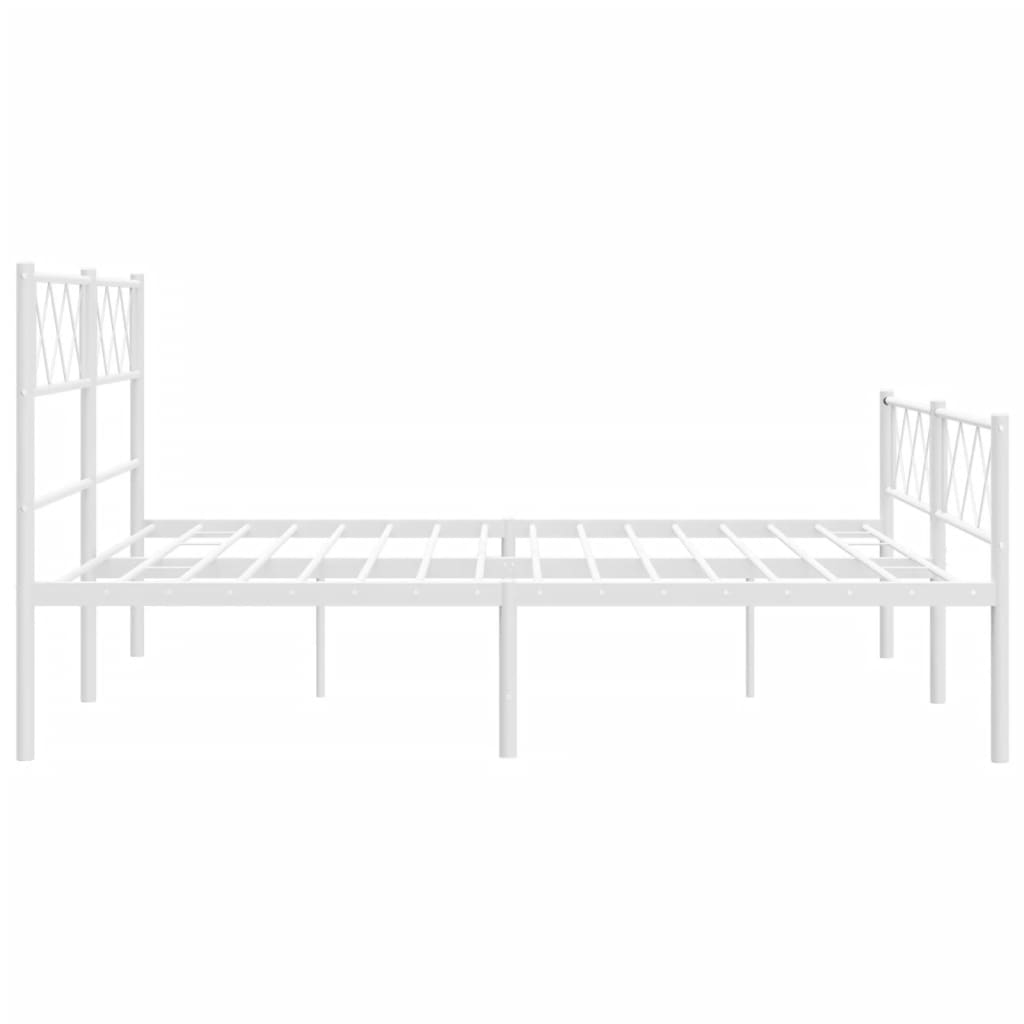 vidaXL Metalowa rama łóżka z wezgłowiem i zanóżkiem, biała, 120x200 cm
