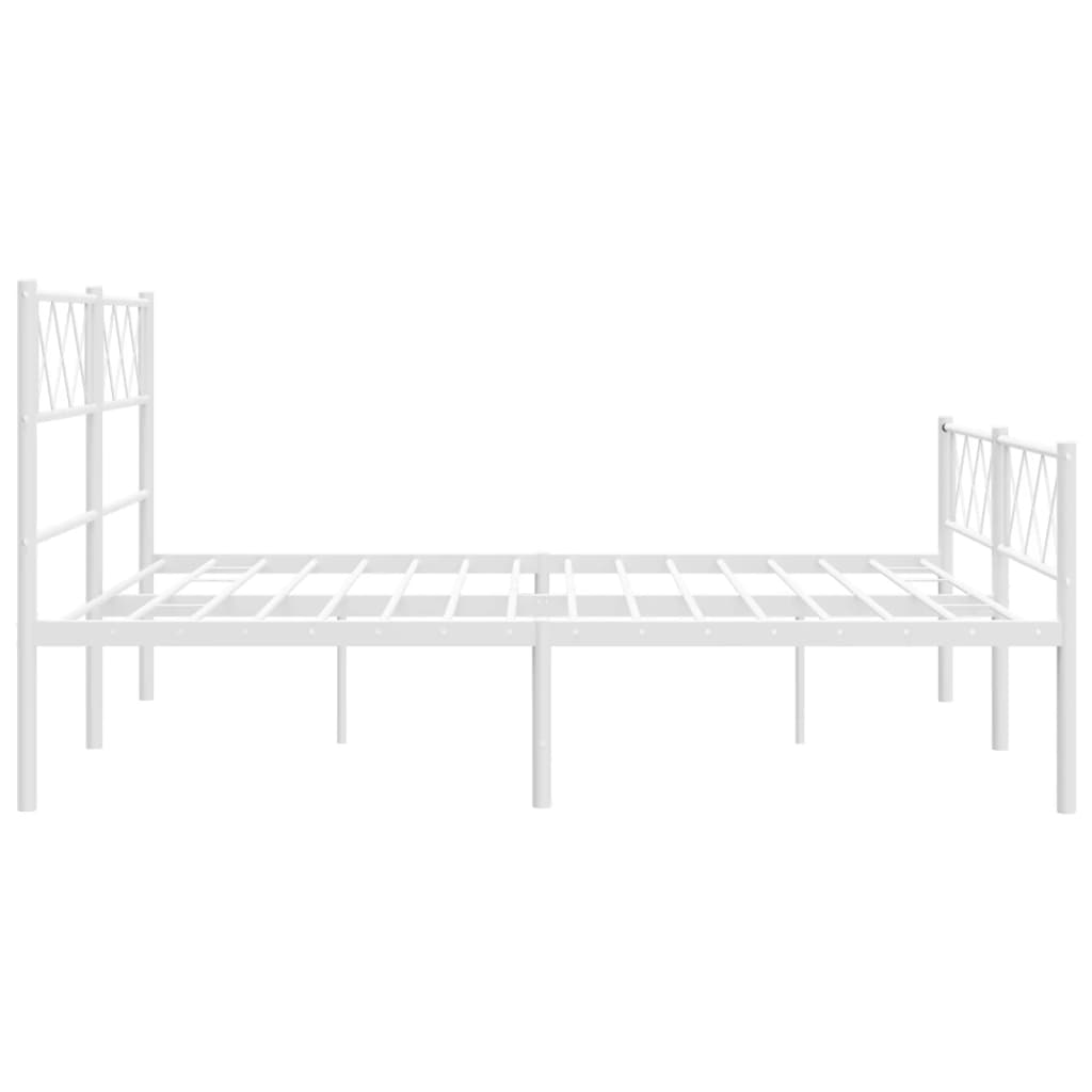 vidaXL Metalowa rama łóżka z wezgłowiem i zanóżkiem, biała, 140x190 cm