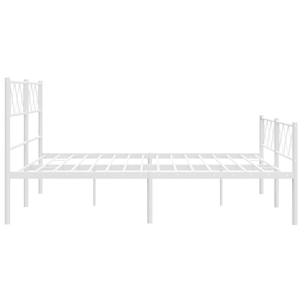 vidaXL Metalowa rama łóżka z wezgłowiem i zanóżkiem, biała, 150x200 cm