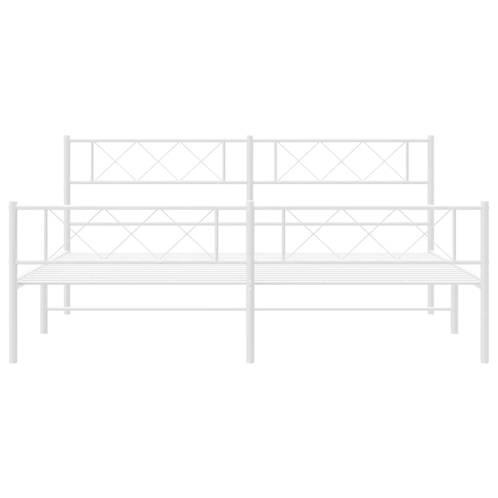 vidaXL Metalowa rama łóżka z wezgłowiem i zanóżkiem, biała, 183x213 cm