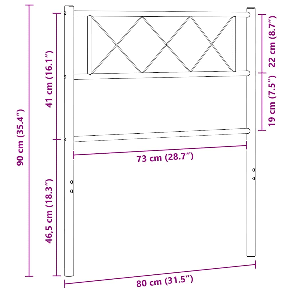 vidaXL Metalowe wymienne wezgłowie, białe, 75 cm