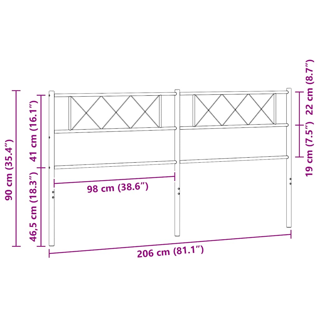 vidaXL Metalowe wymienne wezgłowie, białe, 200 cm