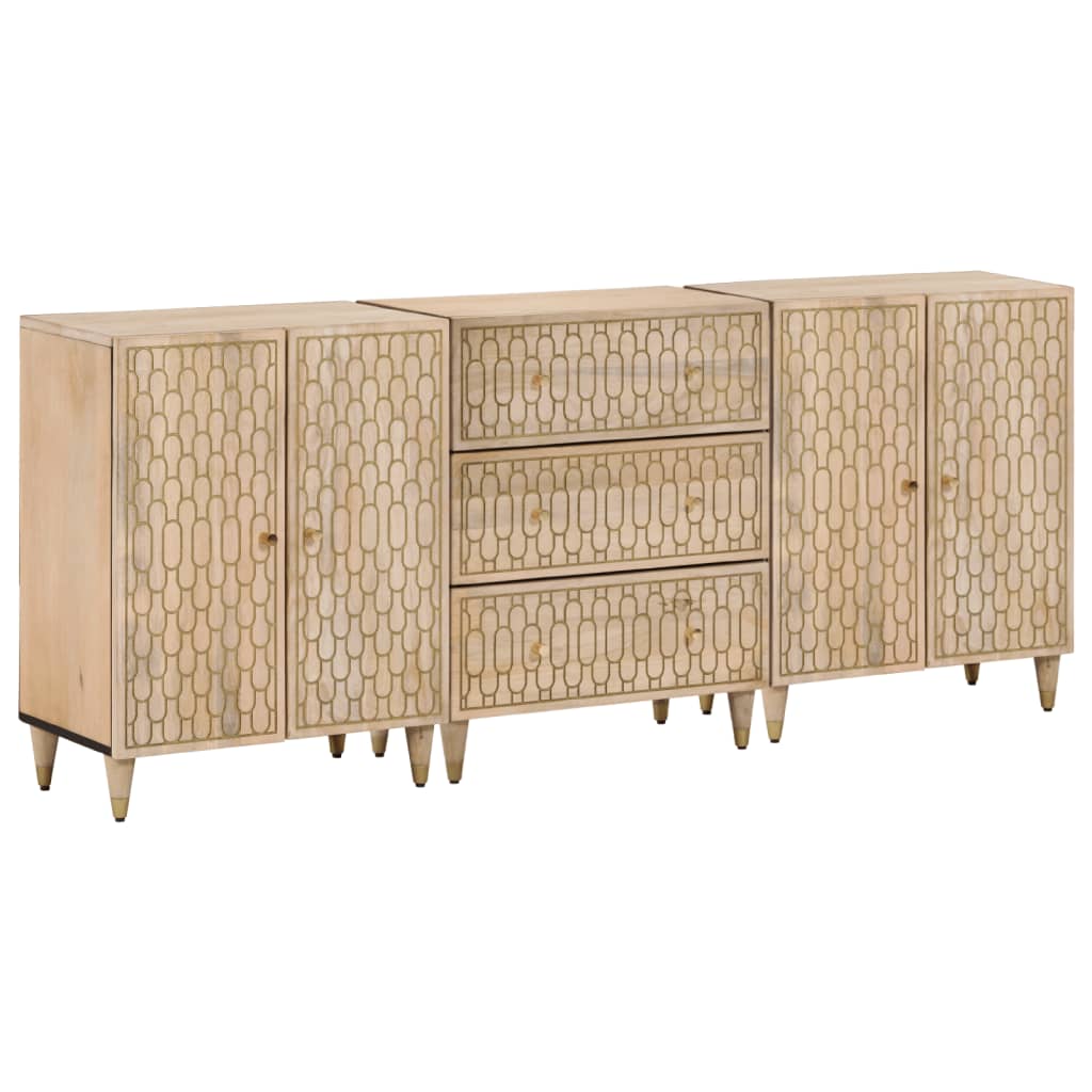 vidaXL Szafki, 3 szt., 60x33x75 cm, lite drewno mango