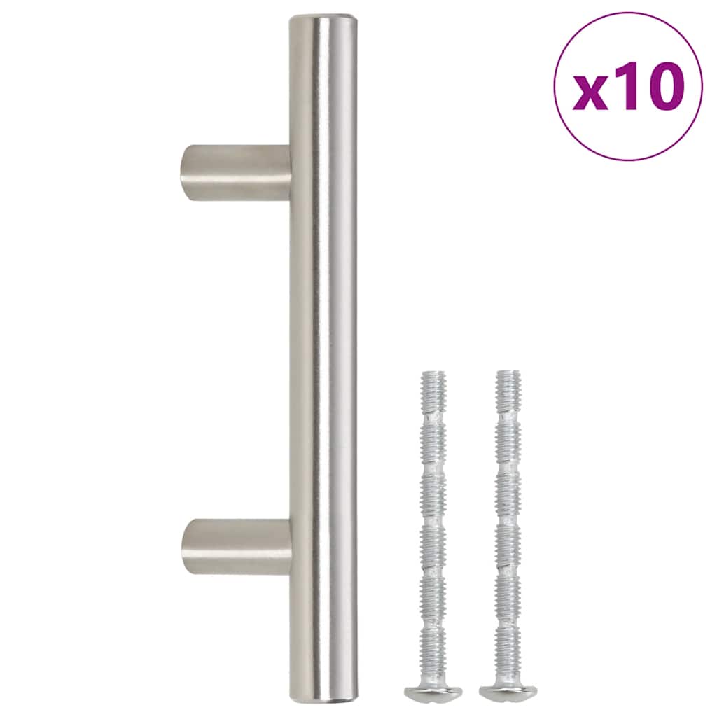 vidaXL Uchwyty do szafek, 10 szt., srebrne, 64 mm, stal nierdzewna