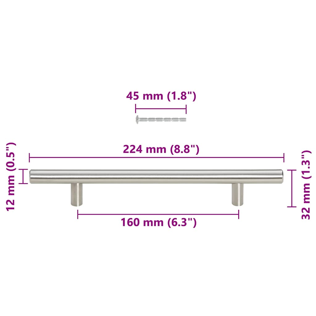 vidaXL Uchwyty do szafek, 10 szt., srebrne, 160 mm, stal nierdzewna