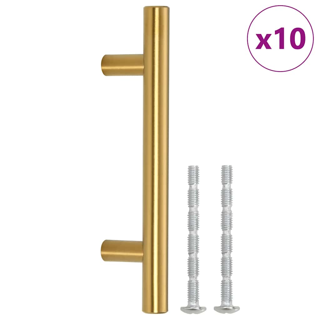 vidaXL Uchwyty do szafek, 10 szt., złote, 64 mm, stal nierdzewna