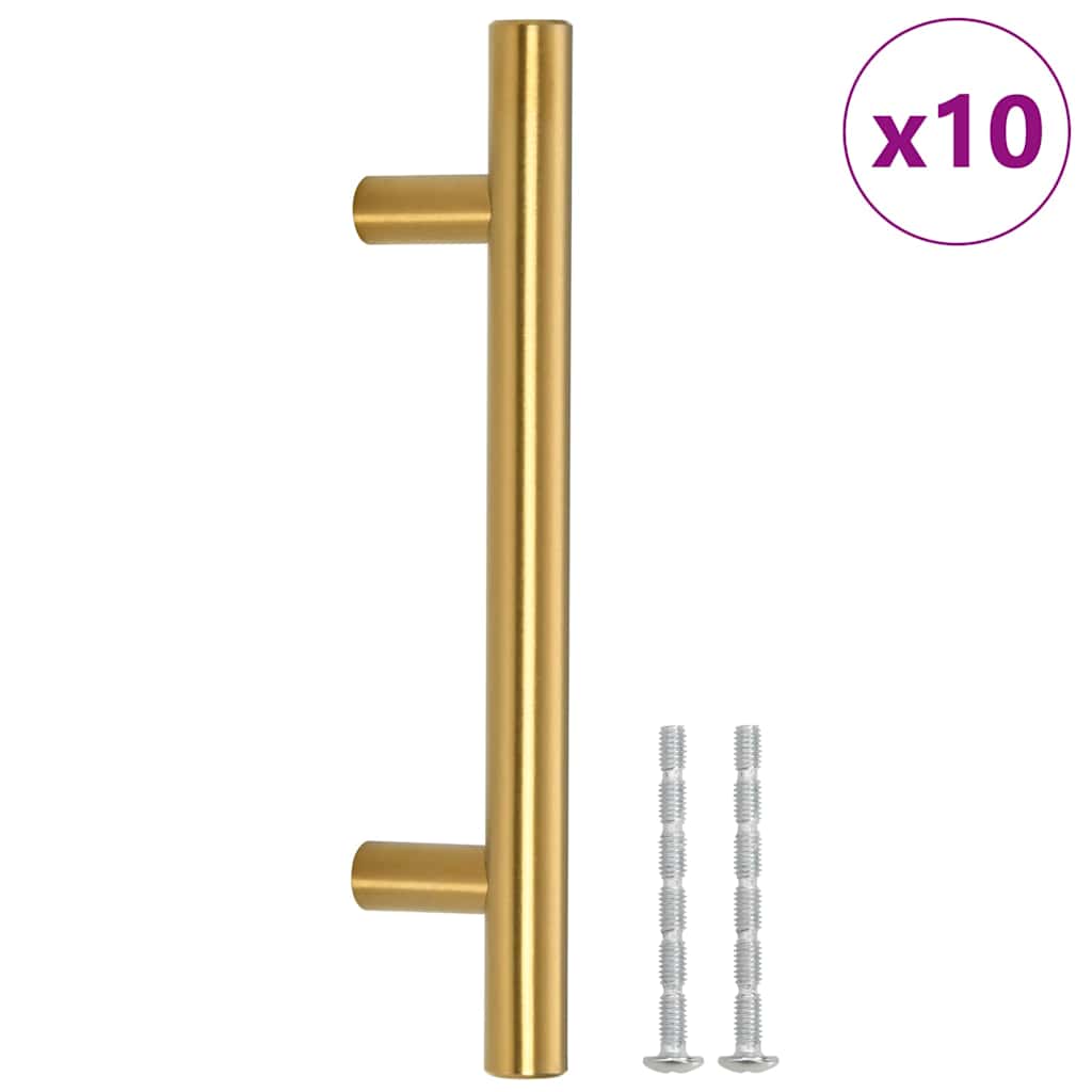 vidaXL Uchwyty do szafek, 10 szt., złote, 96 mm, stal nierdzewna