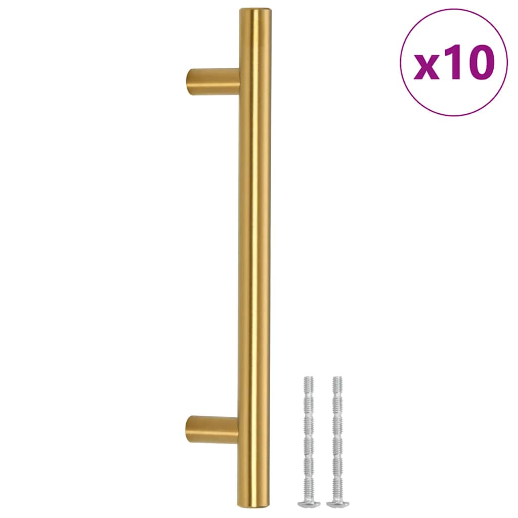 vidaXL Uchwyty do szafek, 10 szt., złote, 128 mm, stal nierdzewna