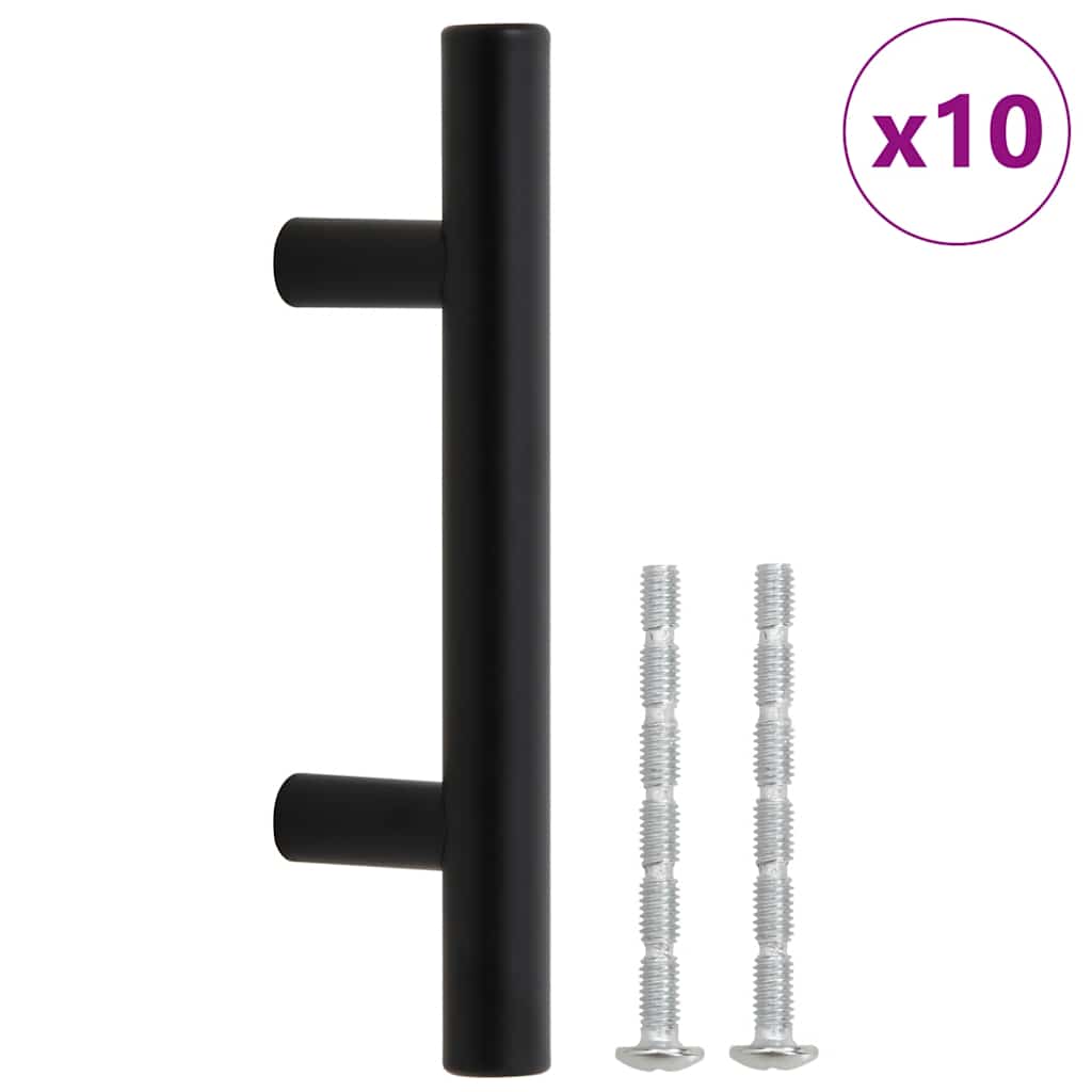 vidaXL Uchwyty do szafek, 10 szt., czarne, 64 mm, stal nierdzewna