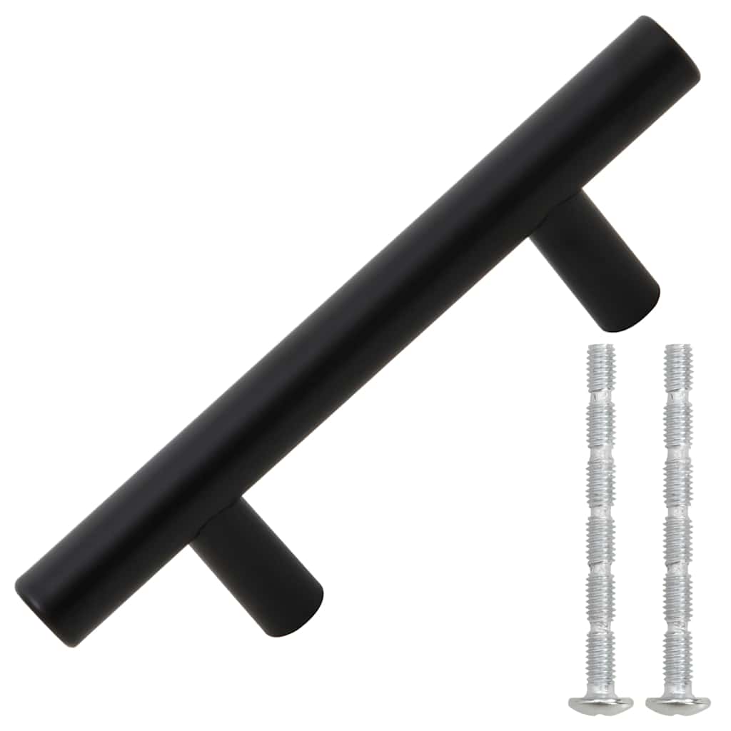 vidaXL Uchwyty do szafek, 10 szt., czarne, 64 mm, stal nierdzewna