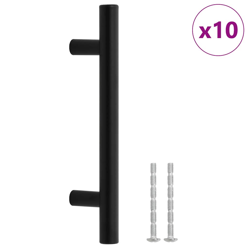 vidaXL Uchwyty do szafek, 10 szt., czarne, 96 mm, stal nierdzewna