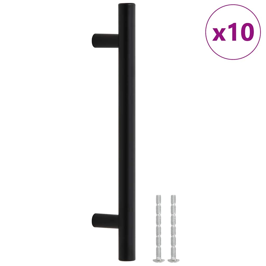 vidaXL Uchwyty do szafek, 10 szt., czarne, 128 mm, stal nierdzewna