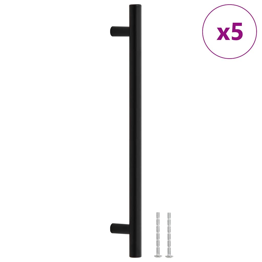 vidaXL Uchwyty do szafek, 5 szt., czarne, 192 mm, stal nierdzewna