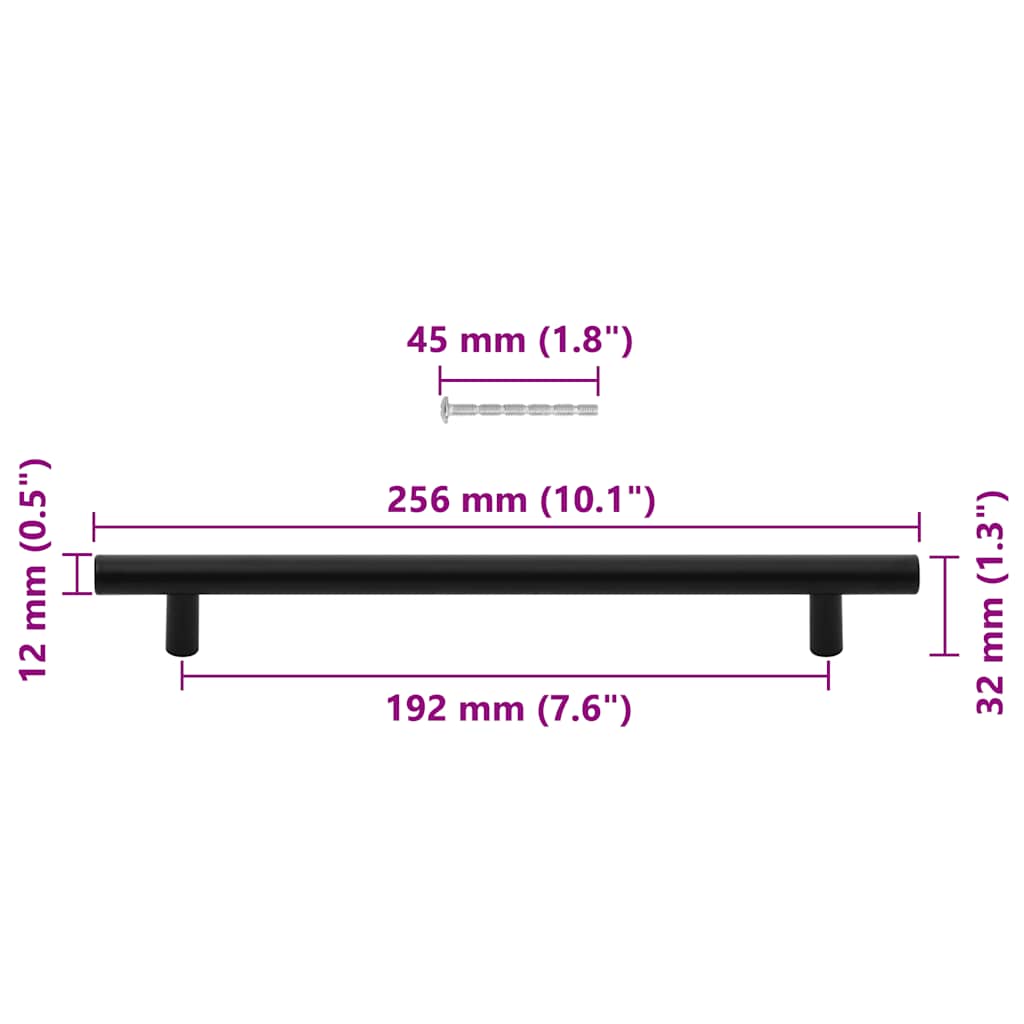 vidaXL Uchwyty do szafek, 5 szt., czarne, 192 mm, stal nierdzewna