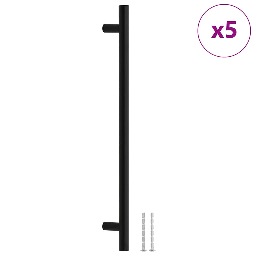 vidaXL Uchwyty do szafek, 5 szt., czarne, 224 mm, stal nierdzewna