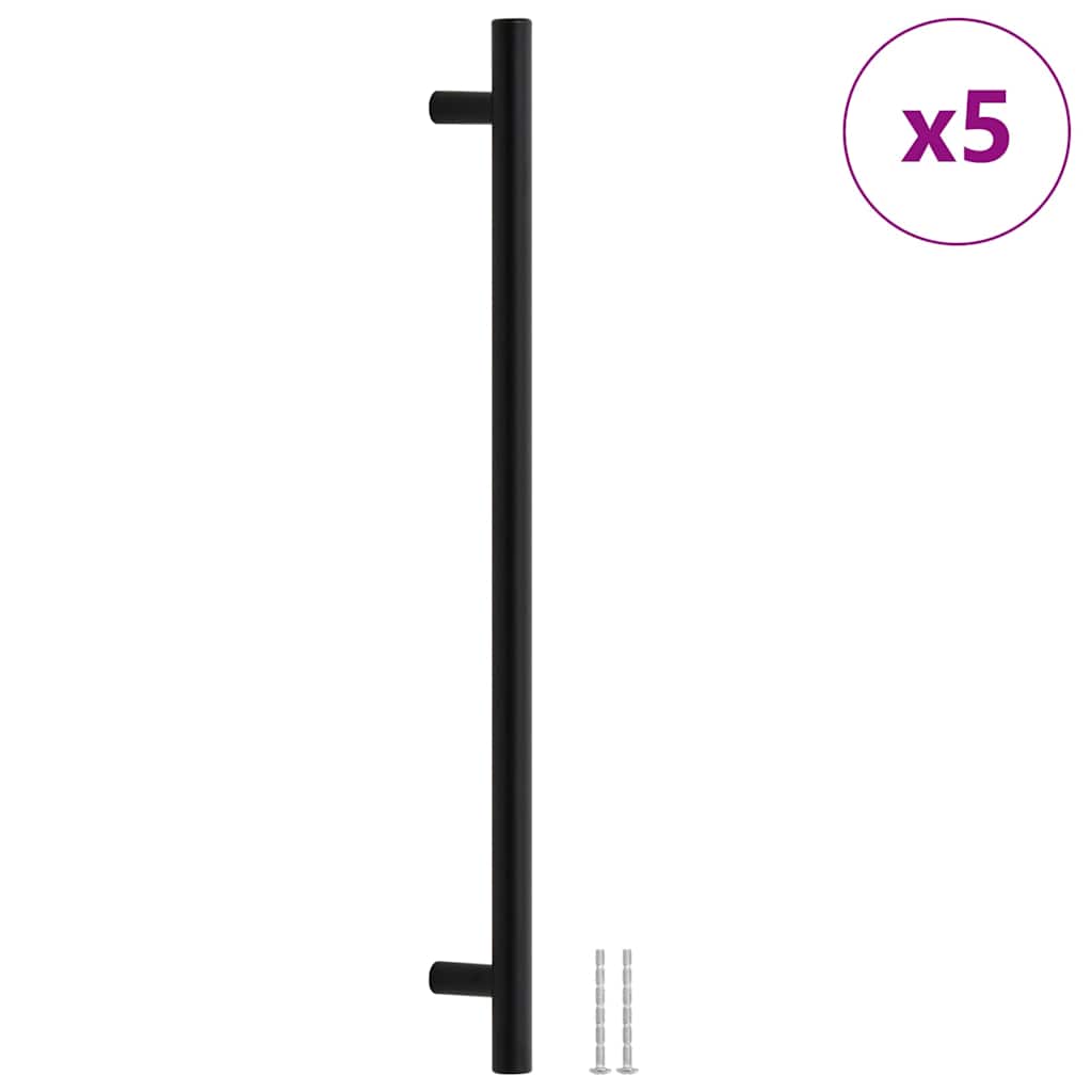 vidaXL Uchwyty do szafek, 5 szt., czarne, 320 mm, stal nierdzewna