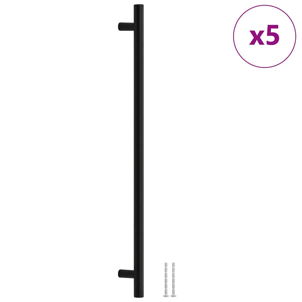 vidaXL Uchwyty do szafek, 5 szt., czarne, 480 mm, stal nierdzewna