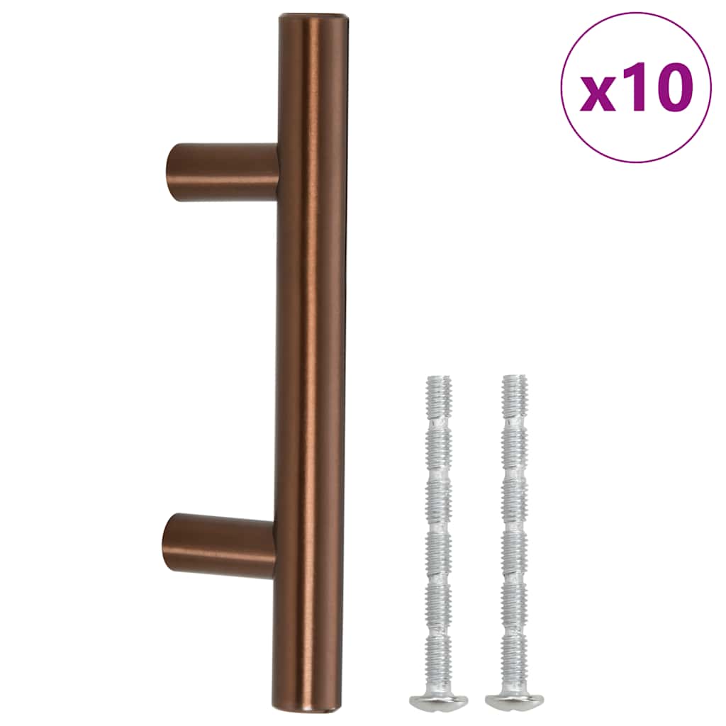 vidaXL Uchwyty do szafek, 10 szt., brąz, 64 mm, stal nierdzewna