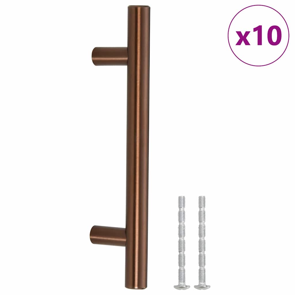 vidaXL Uchwyty do szafek, 10 szt., brąz, 96 mm, stal nierdzewna