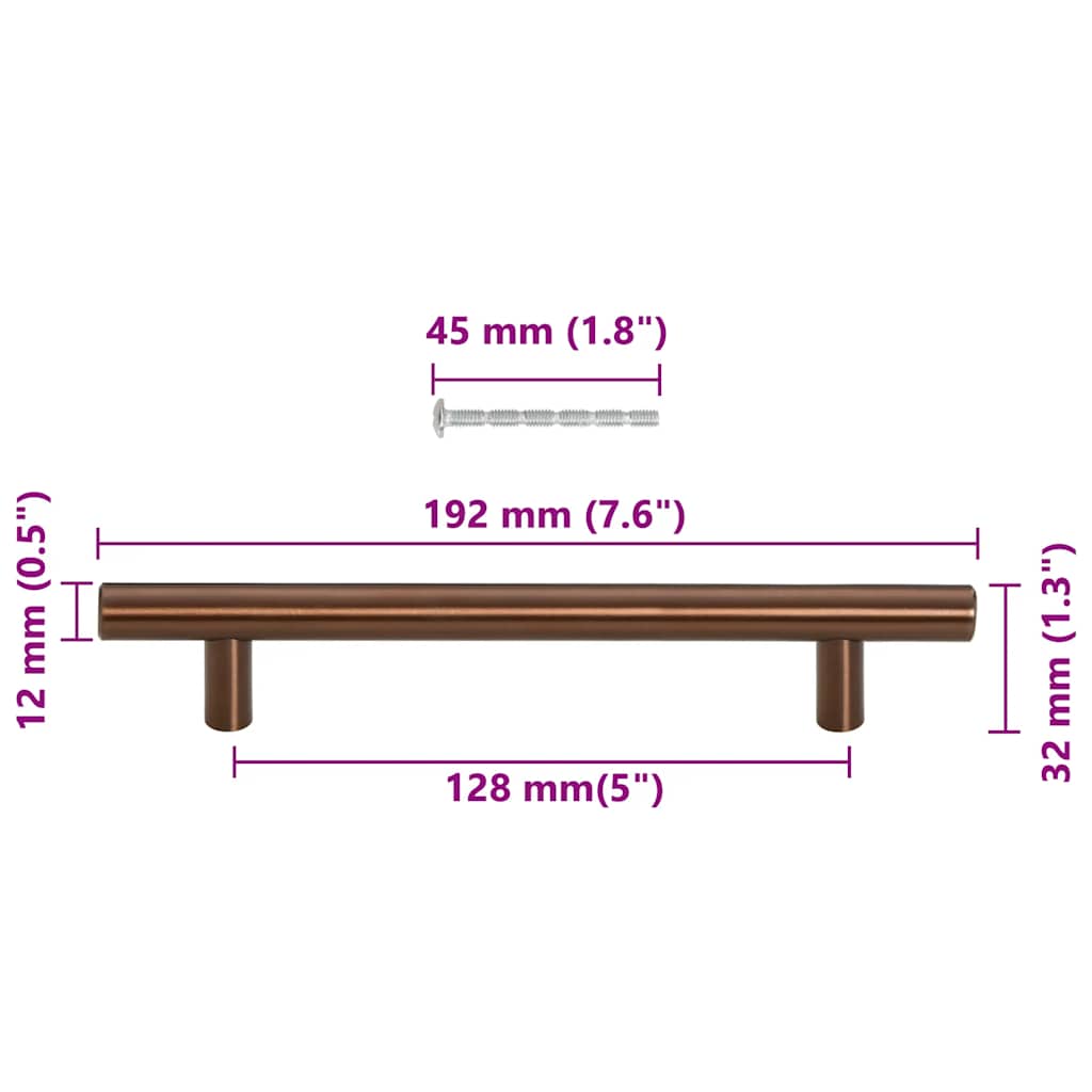 vidaXL Uchwyty do szafek, 10 szt., brąz, 128 mm, stal nierdzewna