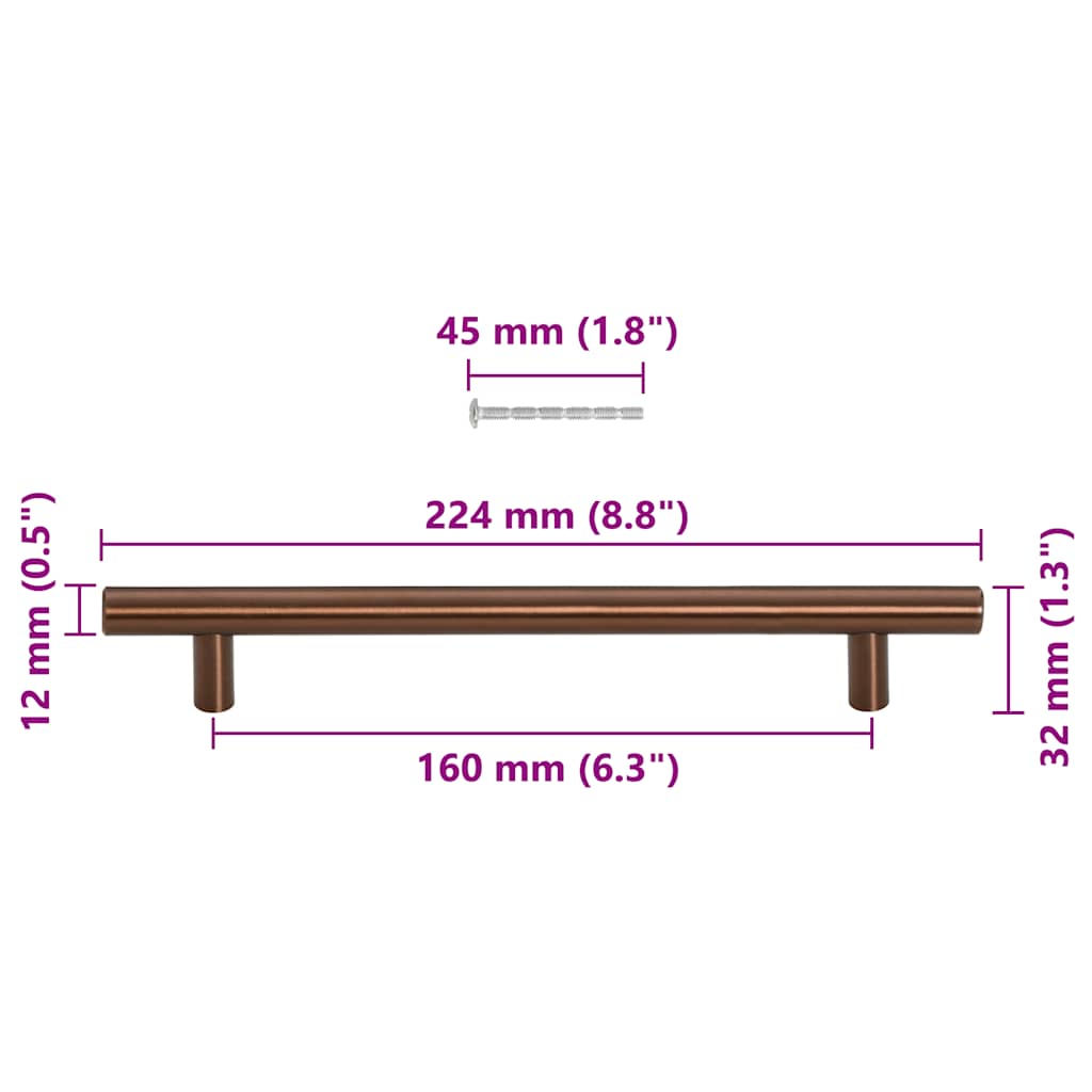 vidaXL Uchwyty do szafek, 10 szt., brąz, 160 mm, stal nierdzewna