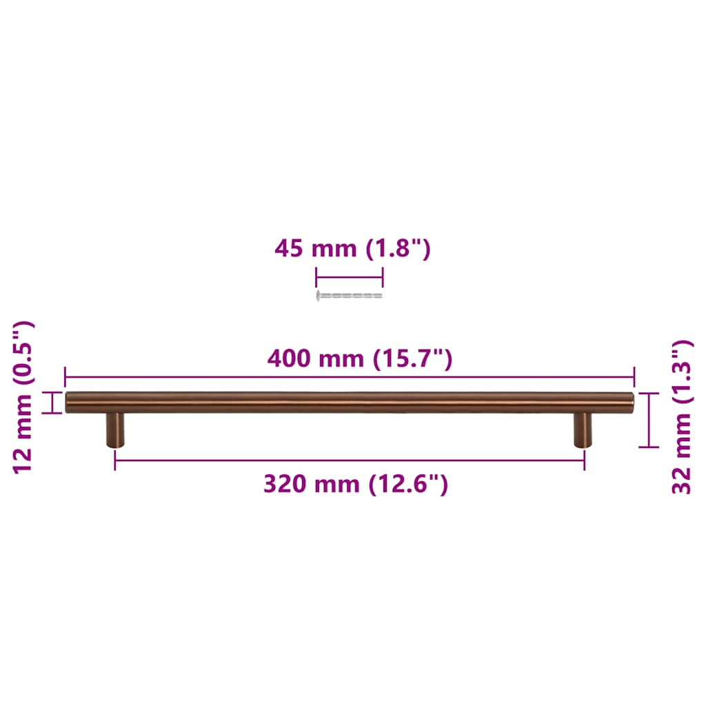 vidaXL Uchwyty do szafek, 5 szt., brąz, 320 mm, stal nierdzewna