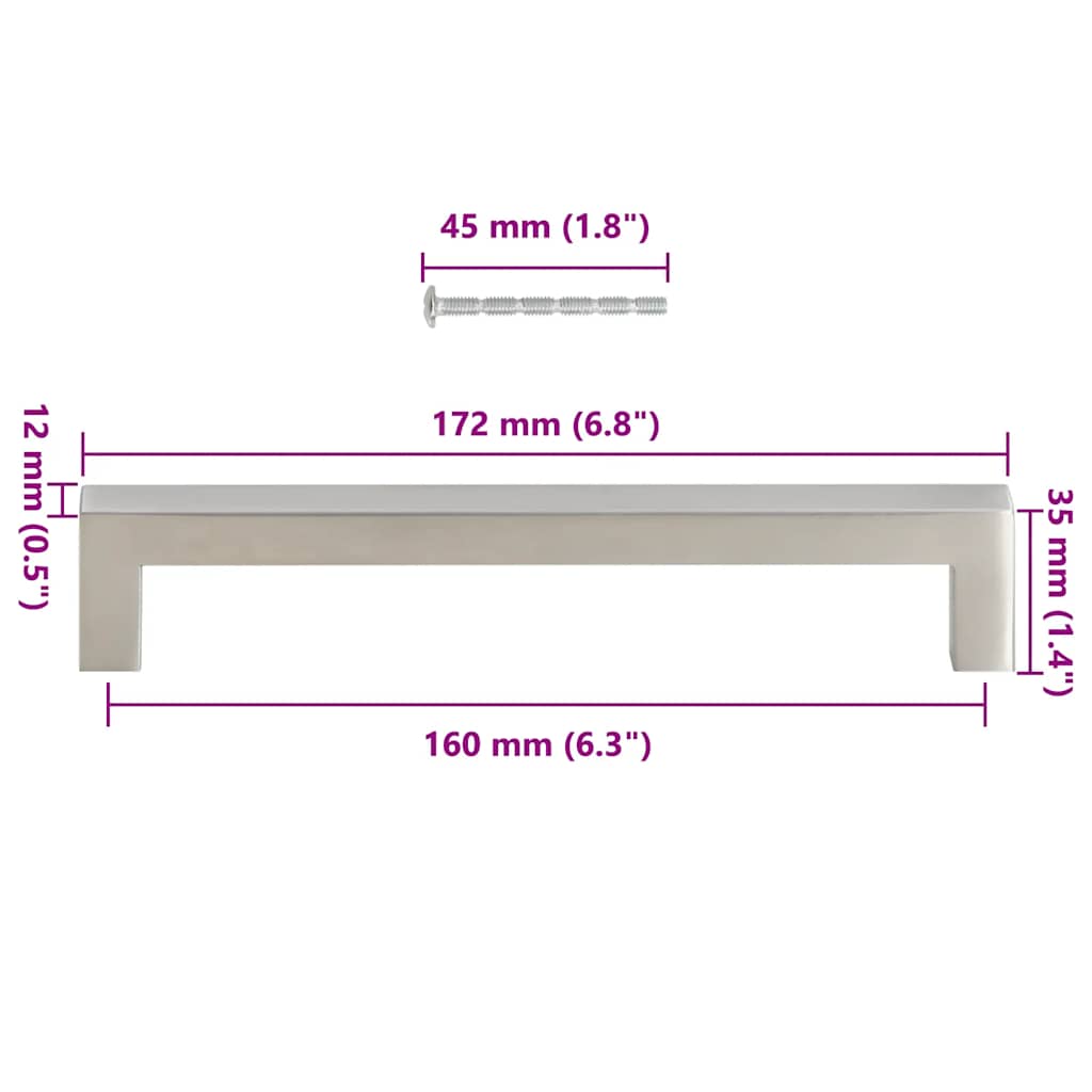 vidaXL Uchwyty do szafek, 10 szt., srebrne, 160 mm, stal nierdzewna