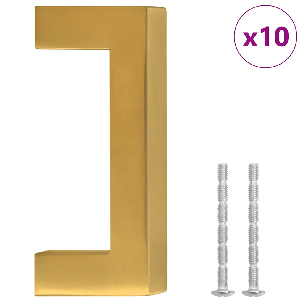 vidaXL Uchwyty do szafek, 10 szt., złote, 64 mm, stal nierdzewna