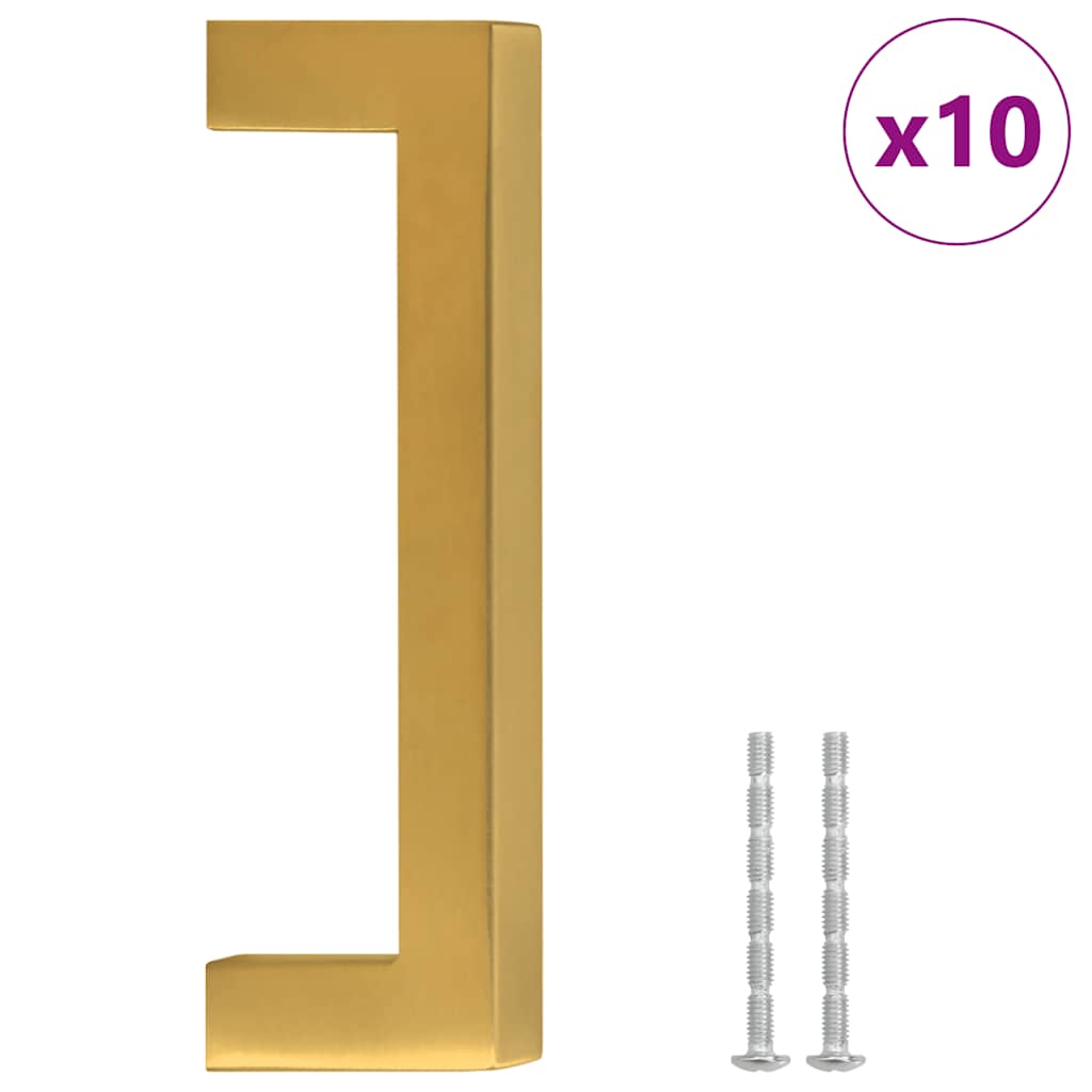 vidaXL Uchwyty do szafek, 10 szt., złote, 96 mm, stal nierdzewna