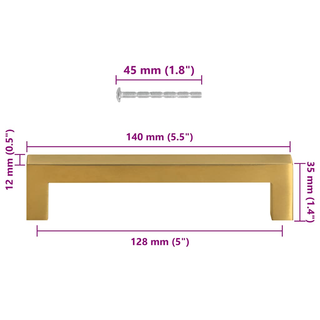 vidaXL Uchwyty do szafek, 10 szt., złote, 128 mm, stal nierdzewna