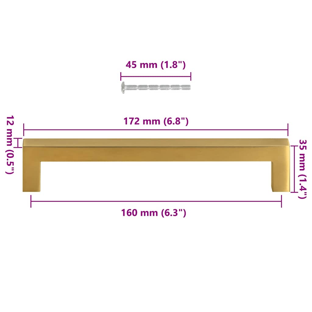 vidaXL Uchwyty do szafek, 10 szt., złote, 160 mm, stal nierdzewna