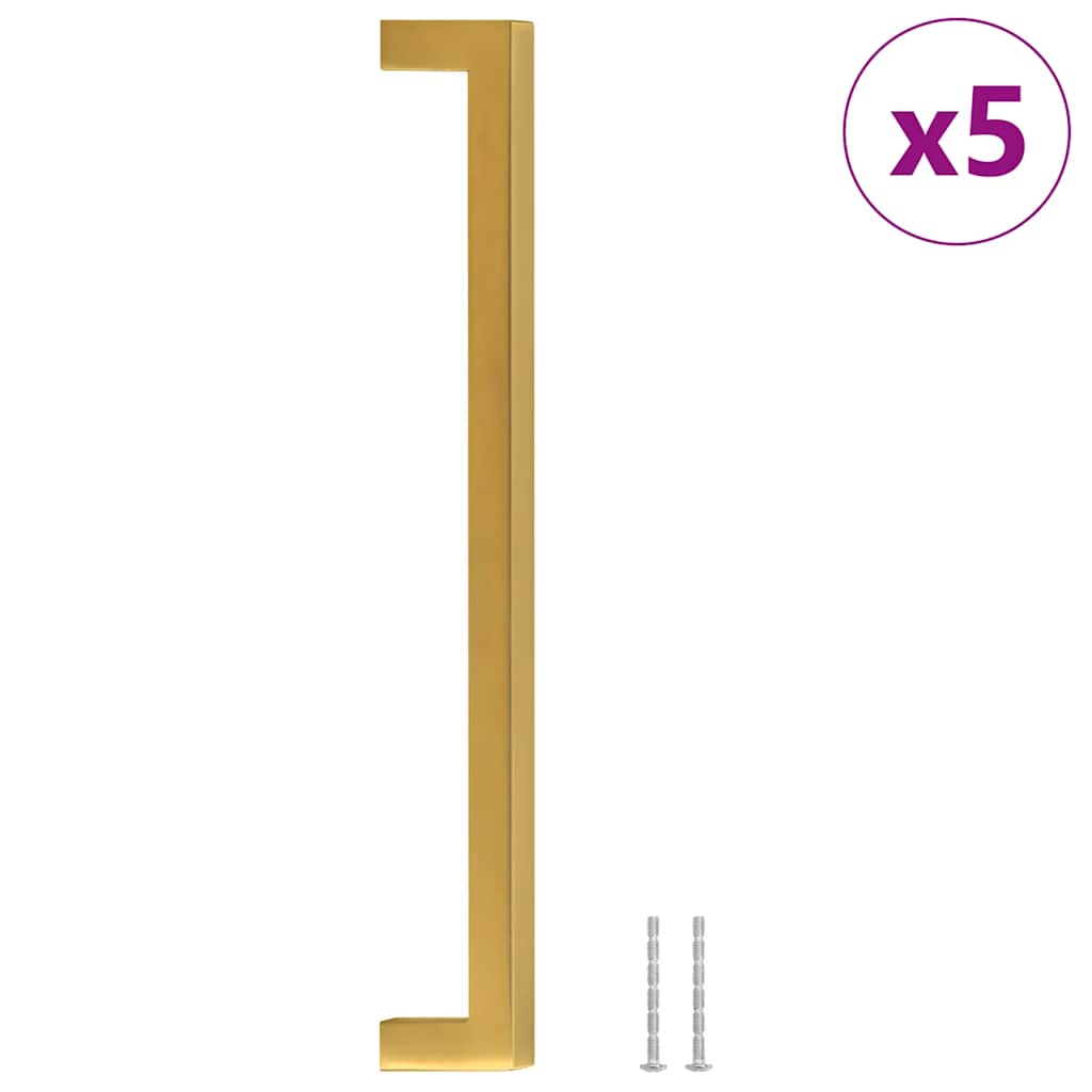 vidaXL Uchwyty do szafek, 5 szt., złote, 224 mm, stal nierdzewna