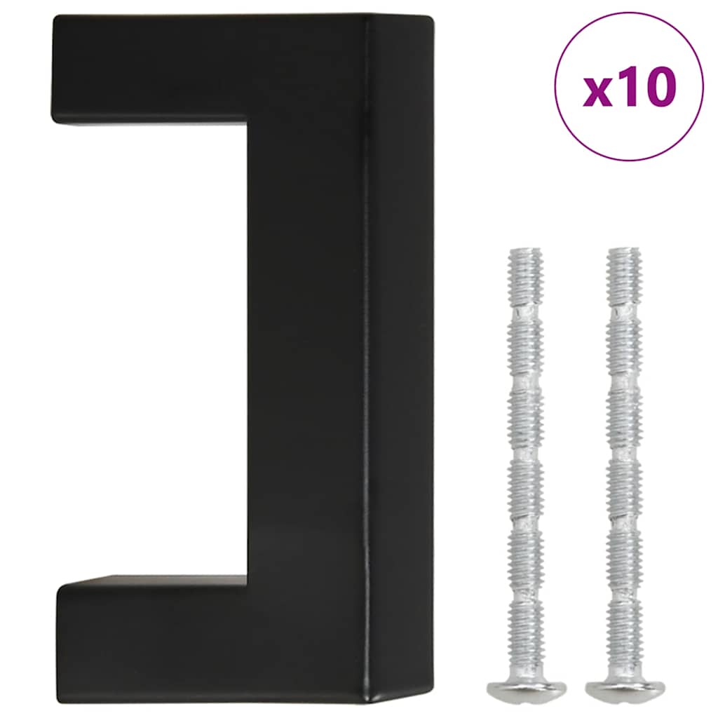 vidaXL Uchwyty do szafek, 10 szt., czarne, 64 mm, stal nierdzewna