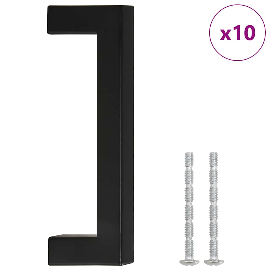 vidaXL Uchwyty do szafek, 10 szt., czarne, 96 mm, stal nierdzewna