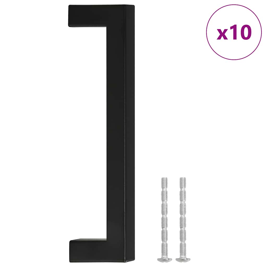 vidaXL Uchwyty do szafek, 10 szt., czarne, 128 mm, stal nierdzewna