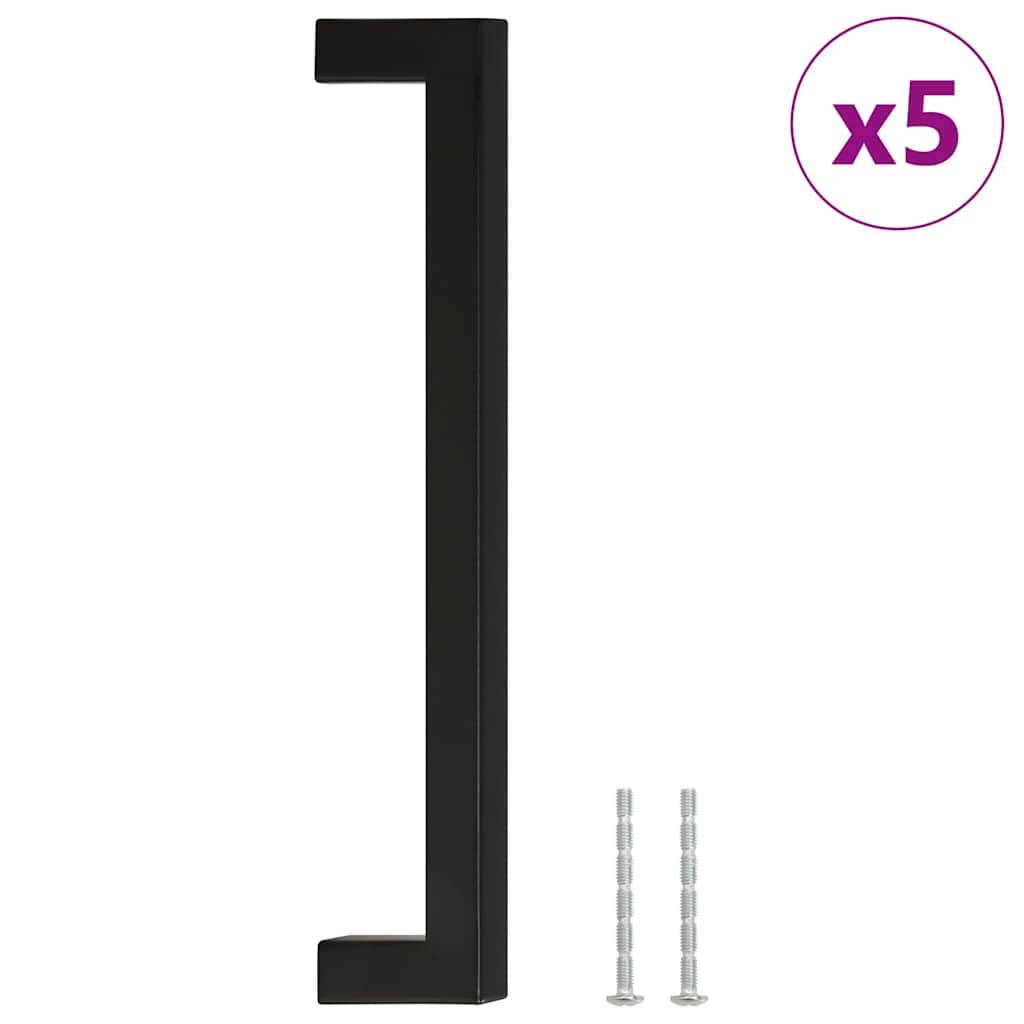 vidaXL Uchwyty do szafek, 5 szt., czarne, 192 mm, stal nierdzewna