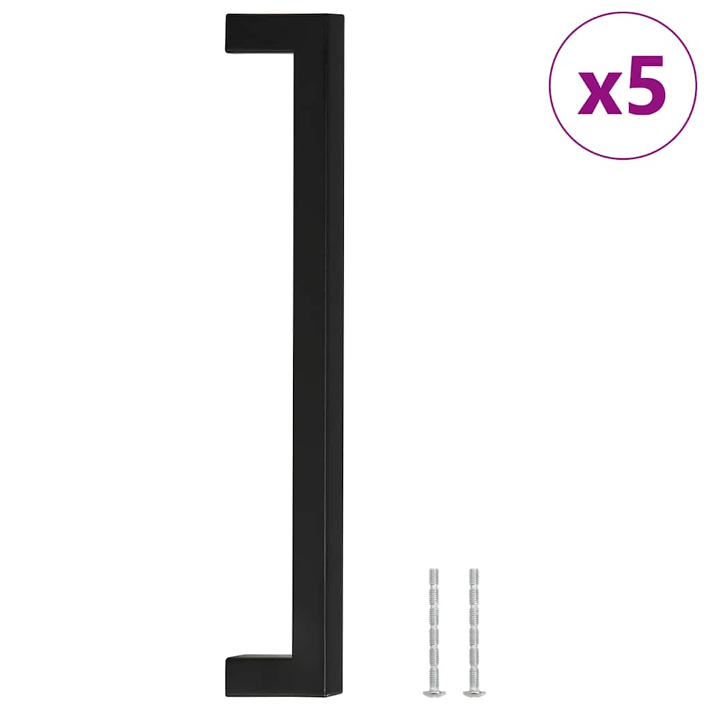 vidaXL Uchwyty do szafek, 5 szt., czarne, 224 mm, stal nierdzewna
