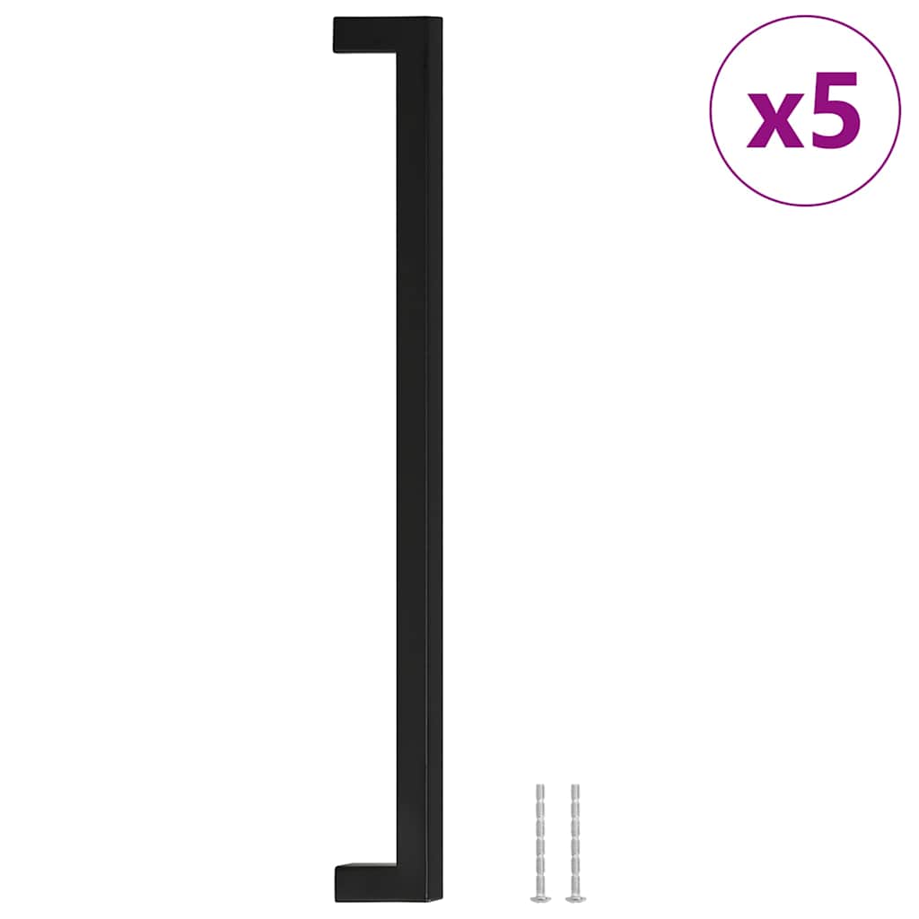 vidaXL Uchwyty do szafek, 5 szt., czarne, 320 mm, stal nierdzewna