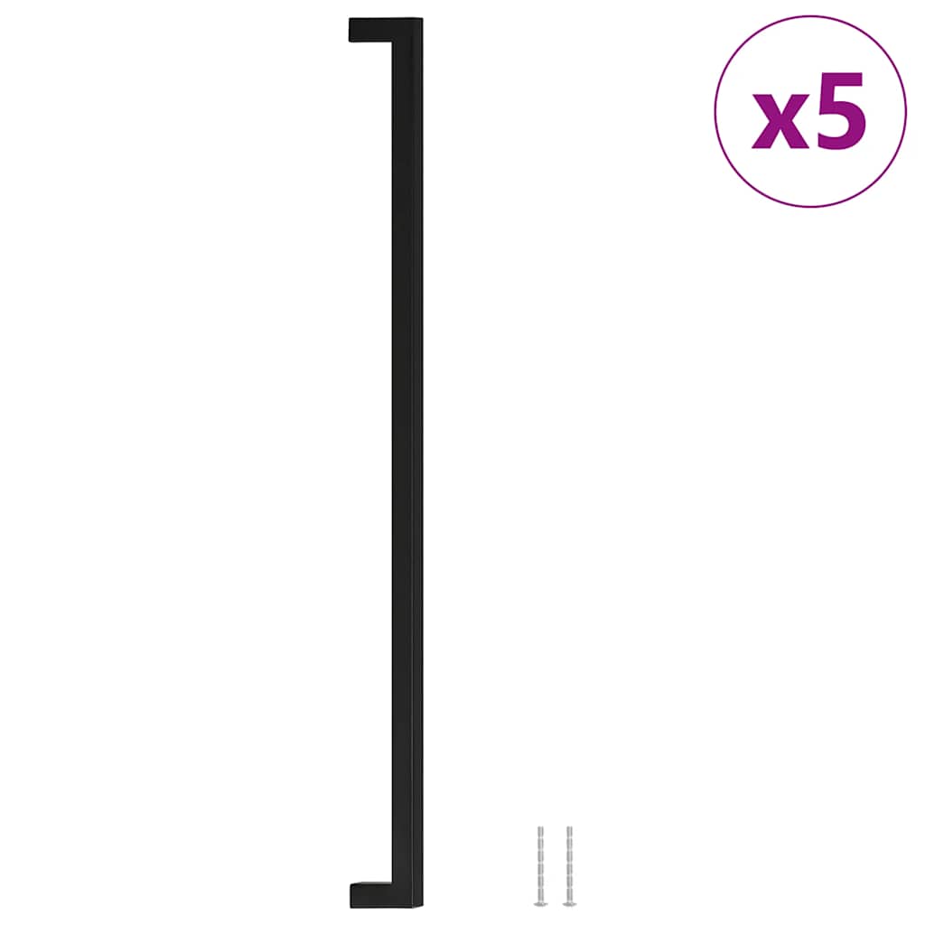 vidaXL Uchwyty do szafek, 5 szt., czarne, 480 mm, stal nierdzewna