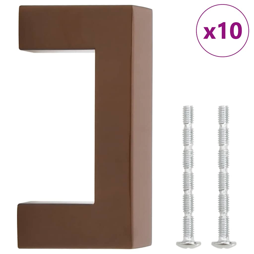 vidaXL Uchwyty do szafek, 10 szt., brąz, 64 mm, stal nierdzewna