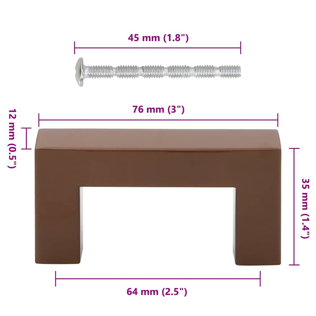 vidaXL Uchwyty do szafek, 10 szt., brąz, 64 mm, stal nierdzewna