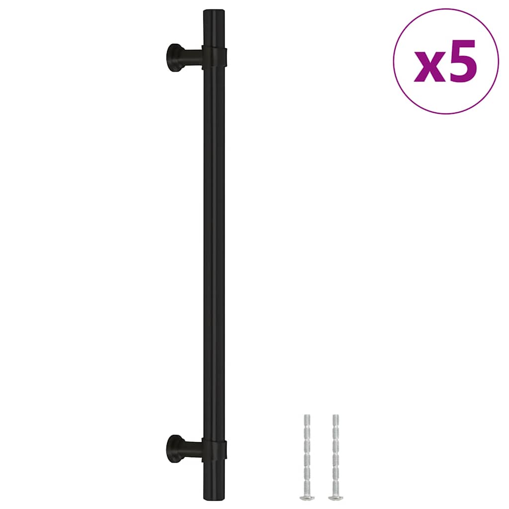 vidaXL Uchwyty do szafek, 5 szt., czarne, 192 mm, stal nierdzewna