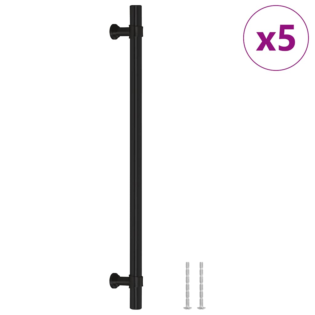 vidaXL Uchwyty do szafek, 5 szt., czarne, 224 mm, stal nierdzewna