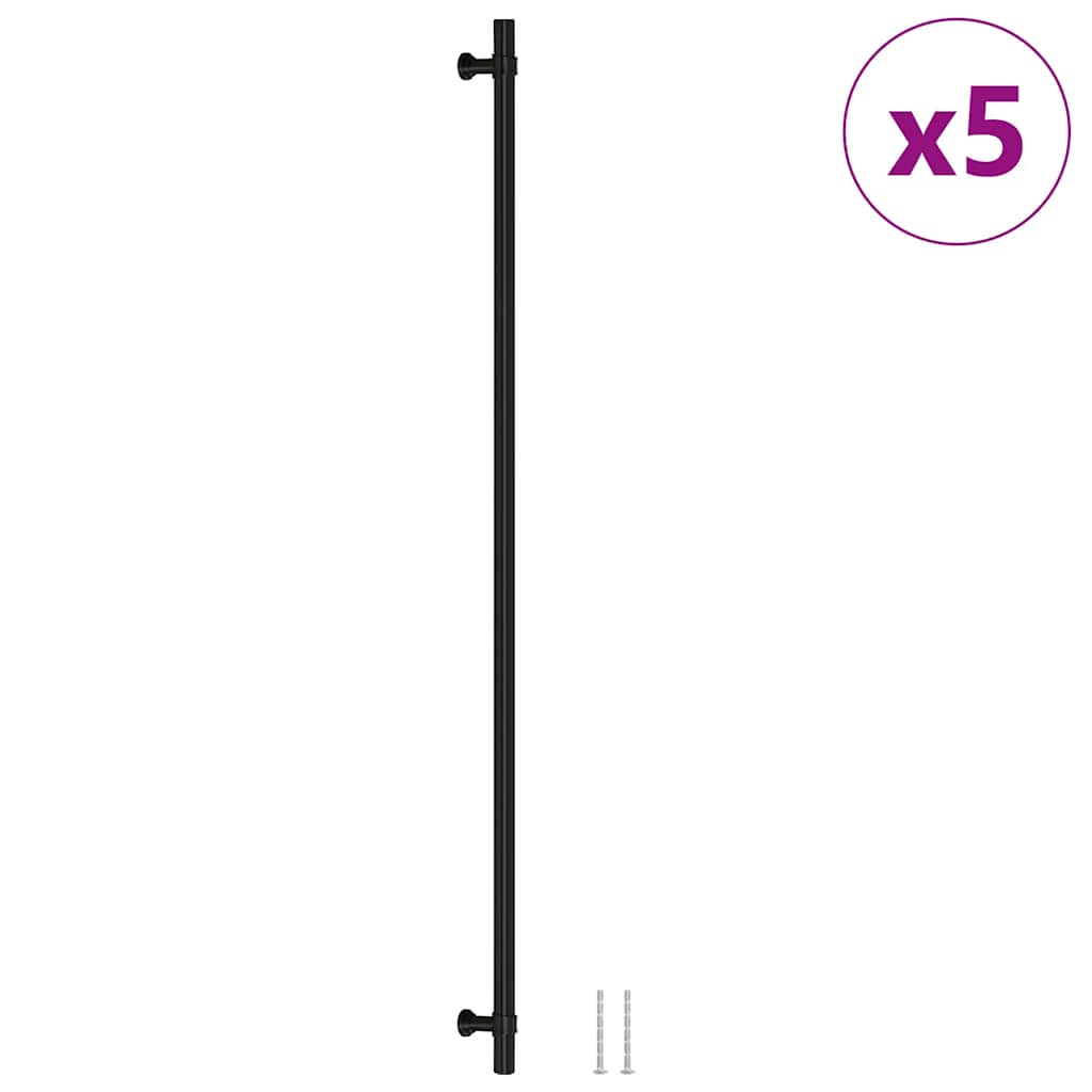 vidaXL Uchwyty do szafek, 5 szt., czarne, 480 mm, stal nierdzewna