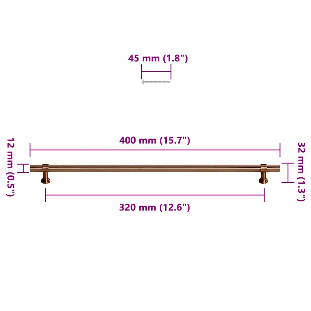 vidaXL Uchwyty do szafek, 5 szt., brąz, 320 mm, stal nierdzewna