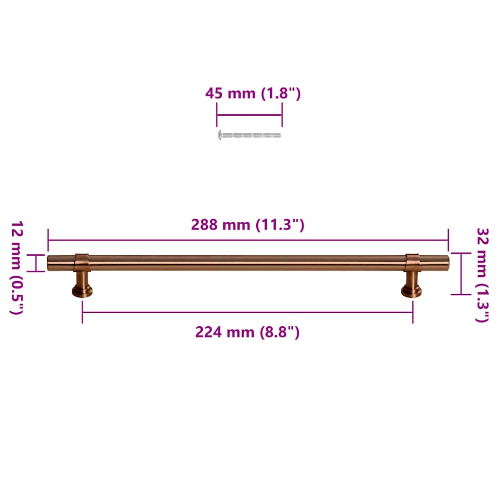 vidaXL Uchwyty do szafek, 5 szt., brąz, 480 mm, stal nierdzewna
